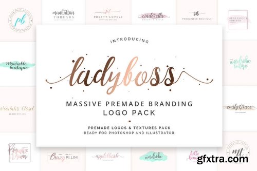 MightyDeals 600+ Premade Branding Logos & Textures with Ladyboss