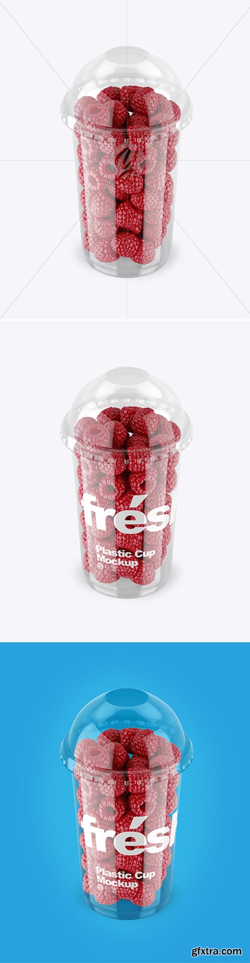 Plastic Cup With Raspberries Mockup 43179