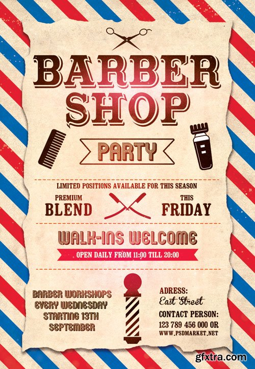 BARBER SHOP PARTY FLYER – PSD TEMPLATE