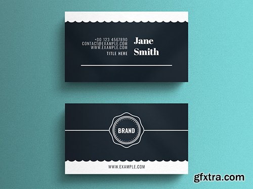 Simple Business Card Layout with Scalloped Edge Accent 264617861