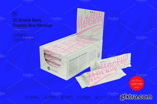 CreativeMarket - Display Box and Snack Bars Mockup 3780328