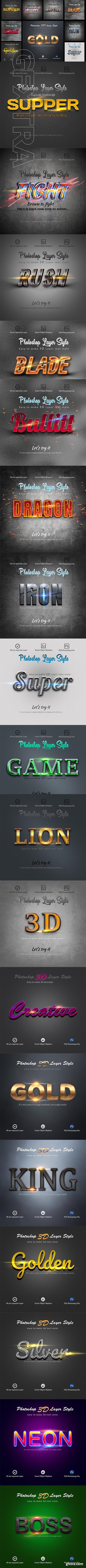 CreativeMarket - 3D Bundle Photoshop Layer Style 3818287
