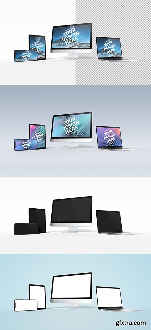 Computer, Laptop, Tablet, and Smartphone Isolated on White Mockup 259239953 Computer, Laptop, Tablet, and Smartphone Isolated on White Mockup 259239953