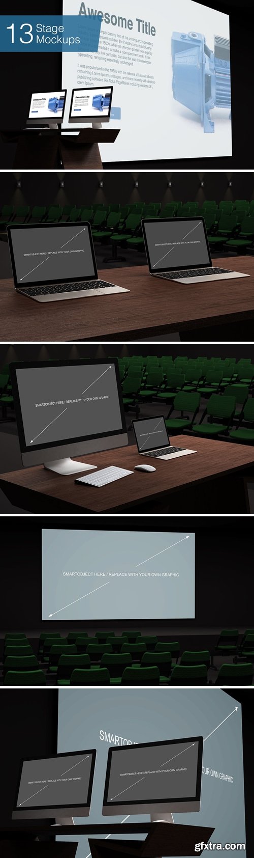 Computer on Stage Mockup - 13 Poses