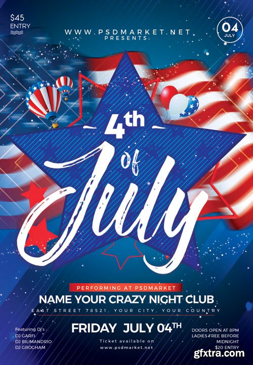 4TH OF JULY PARTY FLYER – PSD TEMPLATE