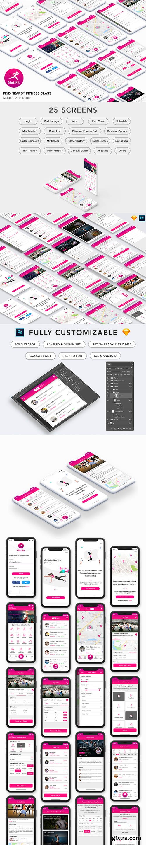 GET FIT - Find NearBy Fitness Classes App UI Kit