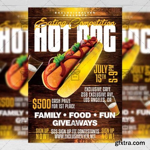 Hot Dog Eating Competition – Food A5 Template Hot Dog Eating Competition – Food A5 Template