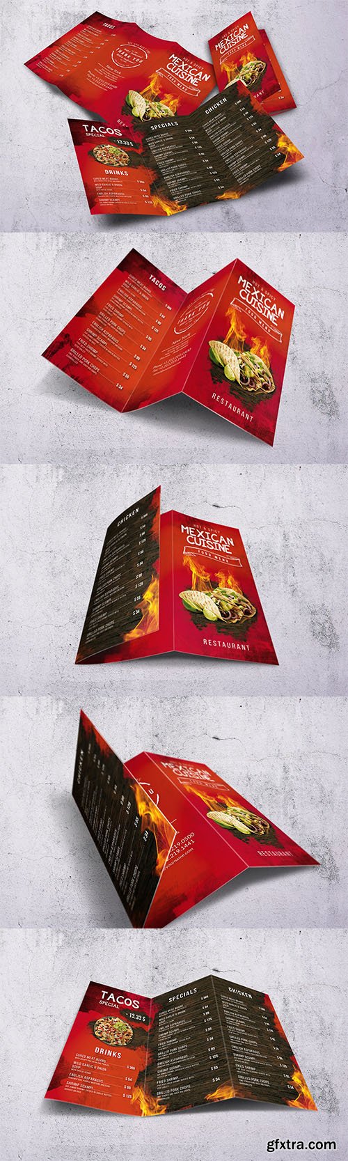 Mexican A4 & US Letter Trifold Food Menu
