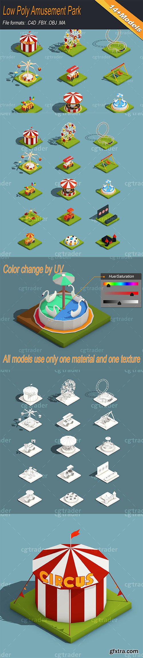 Cgtrader - Low Poly Amusement Park Low-poly 3D model