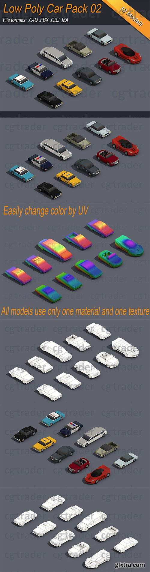 Cgtrader - Low Poly Car Pack 02 Isometric Low-poly 3D model