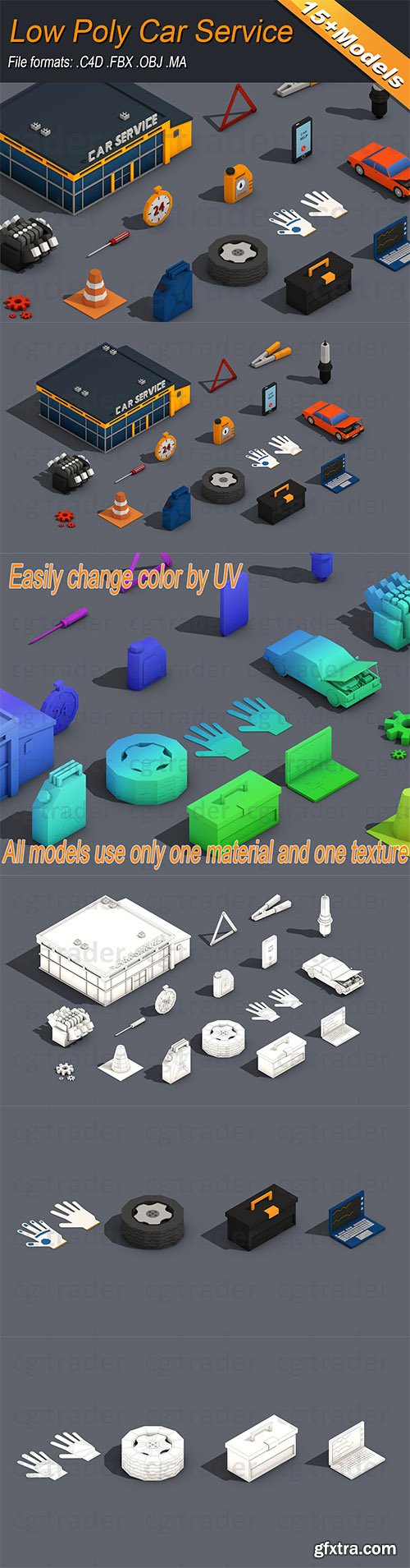 Cgtrader - Low Poly Car Service Engine Repair Isometric Low-poly 3D model Cgtrader - Low Poly Car Service Engine Repair Isometric Low-poly 3D model