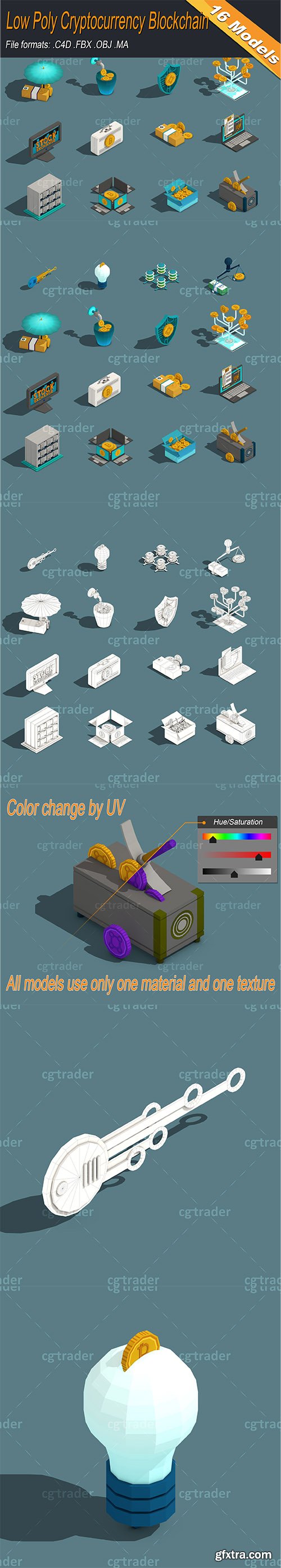 Cgtrader - Low Poly Cryptocurrency Blockchain Isometric Pack 01 Low-poly 3D model