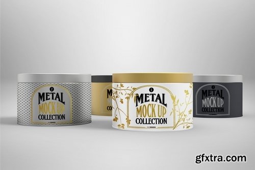 Round Cans with Plug Metal Cap Packaging Mockup
