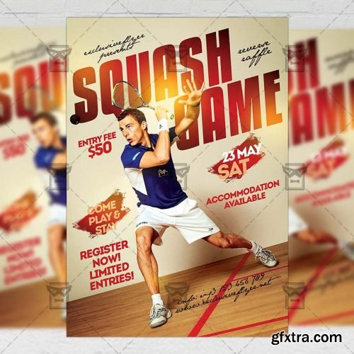 Squash Game Flyer – Seasonal A5 Template