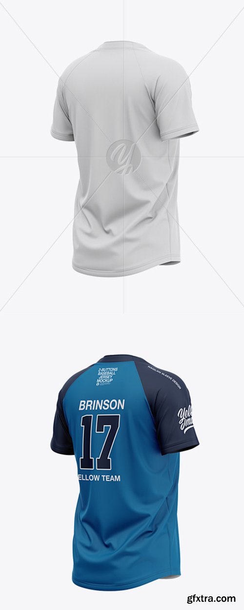 Men’s Two-Buttons Baseball Jersey Mockup - Back Half Side View 41160