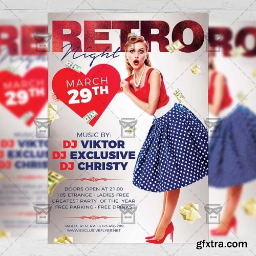 Retro Night Flyer – Club A5 Template Retro Night Flyer – Club A5 Template