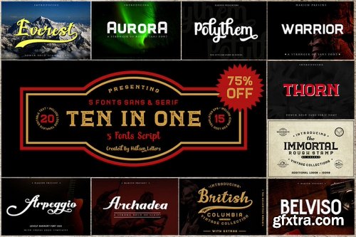 Vintage and Classy Fonts, Logo Templates and Icons 10xOTF, 3xEPS