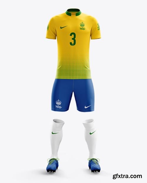 Men’s Full Soccer Kit with Mandarin Collar Shirt Mockup (Front View) 13651