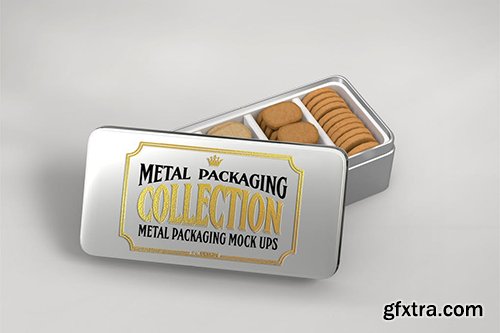Metal Rectangular Cookie Tin Mockup