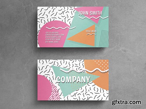 Business Card Layout with Pastel Geometric Accents 274315553
