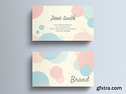 Pastel Business Card Layout with Circle Decorations 274315599 Pastel Business Card Layout with Circle Decorations 274315599
