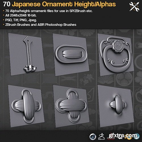 Gumroad - ZBrush/SP - 70 Japanese Ornament Alphas