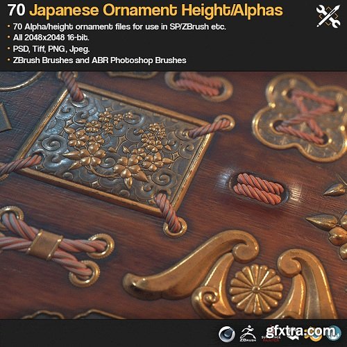 Gumroad - ZBrush/SP - 70 Japanese Ornament Alphas