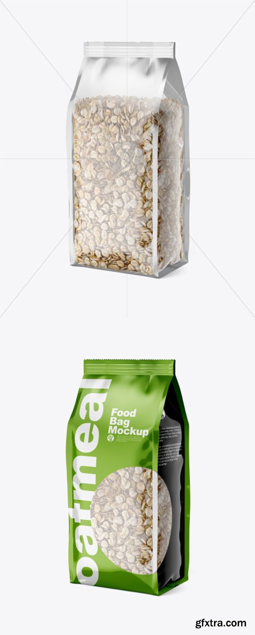 Food Bag w/ Oatmeal Mockup 38271 Food Bag w/ Oatmeal Mockup 38271