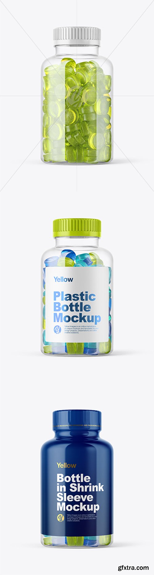 Plastic Bottle with Gummies Mockup 38489