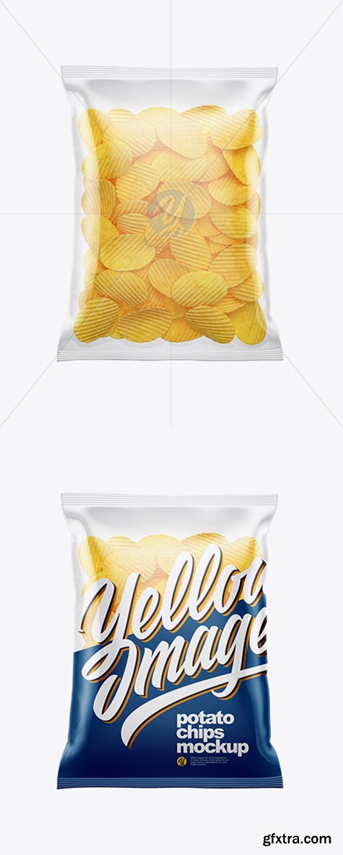 Clear Bag With Corrugated Potato Chips Mockup 38518 Clear Bag With Corrugated Potato Chips Mockup 38518