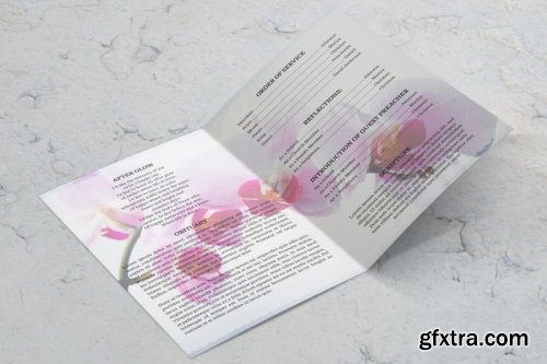 Pink flower funeral program template