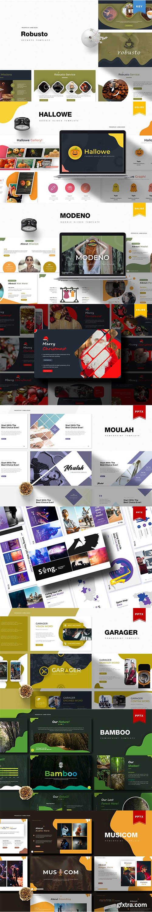 11 Powerpoint Keynote and Google Sliders Bundle