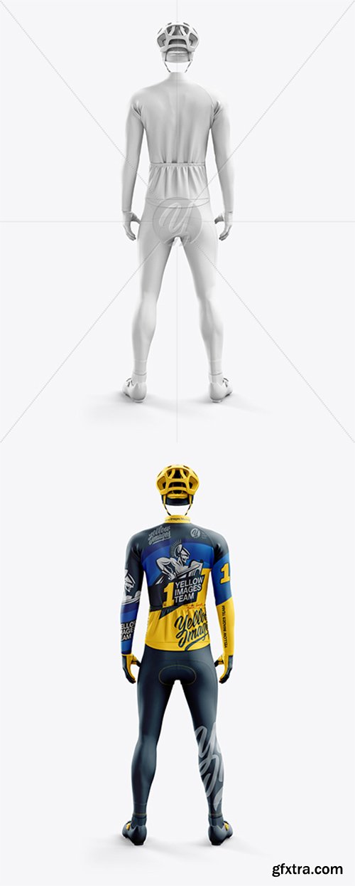 Men’s Full Cycling Thermal Kit mockup (Back View) 27842 Men’s Full Cycling Thermal Kit mockup (Back View) 27842