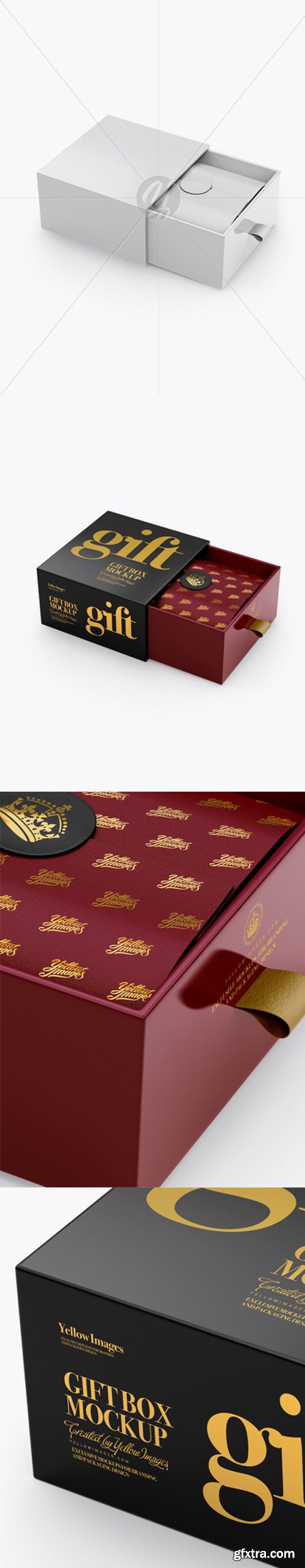 Opened Glossy Gift Box Mockup - Half Side View (High-Angle Shot) 22324 Opened Glossy Gift Box Mockup - Half Side View (High-Angle Shot) 22324