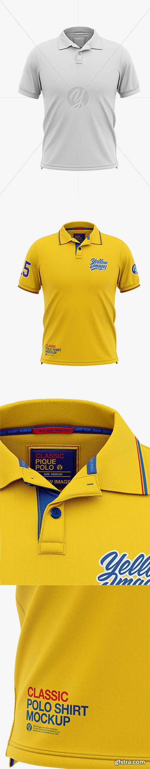 Men's Short Sleeve Pique Polo Shirt - Front View 34507