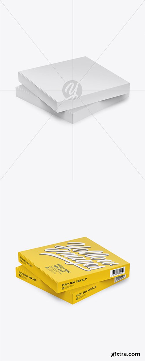 Two Pizza Paper Boxes Mockup - Half Side View 33912