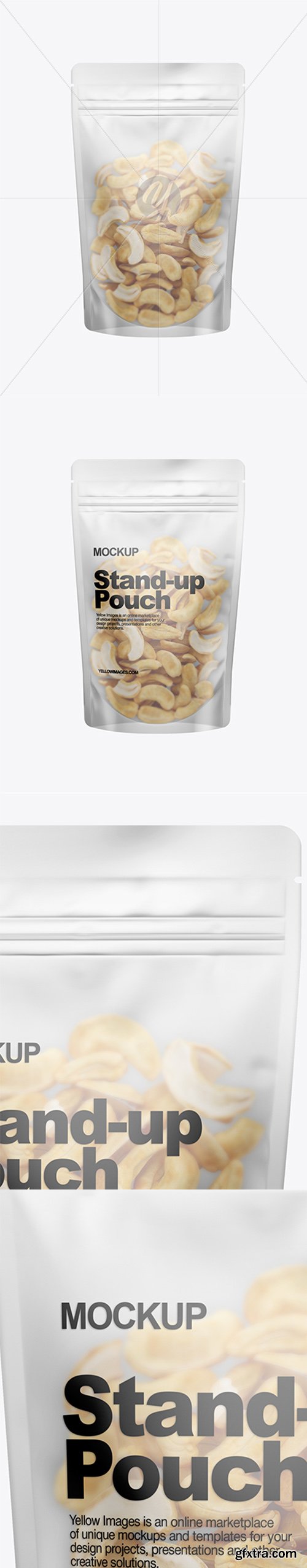Frosted Stand-Up Pouch W/ Cashew Nuts Mockup 36114