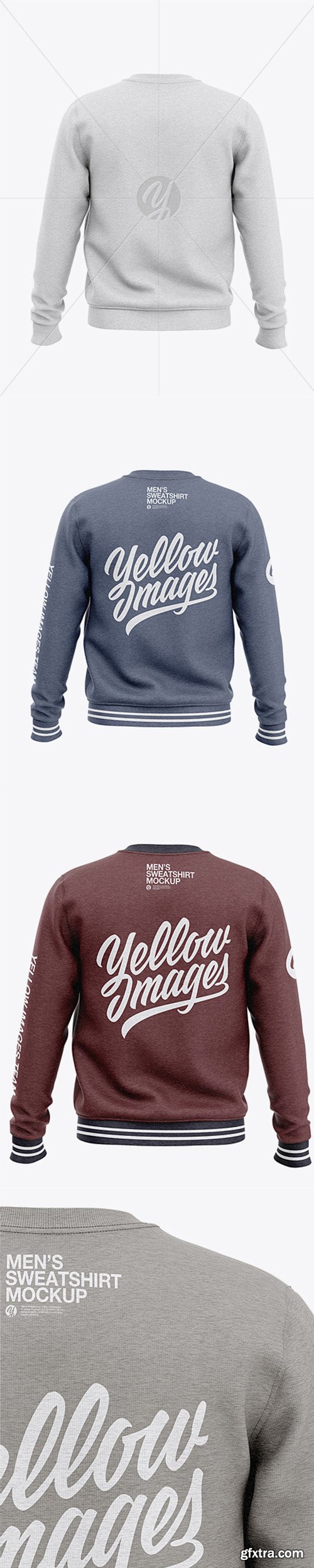 Men's Heather Crew Neck Sweatshirt - Back View 35915 Men's Heather Crew Neck Sweatshirt - Back View 35915
