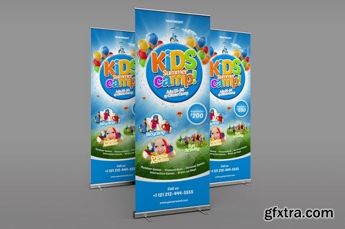 Kids Summer Camp Roll Up Banner