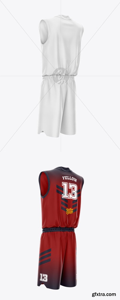 Basketball Uniform Mockup - Back Half Side View 44922
