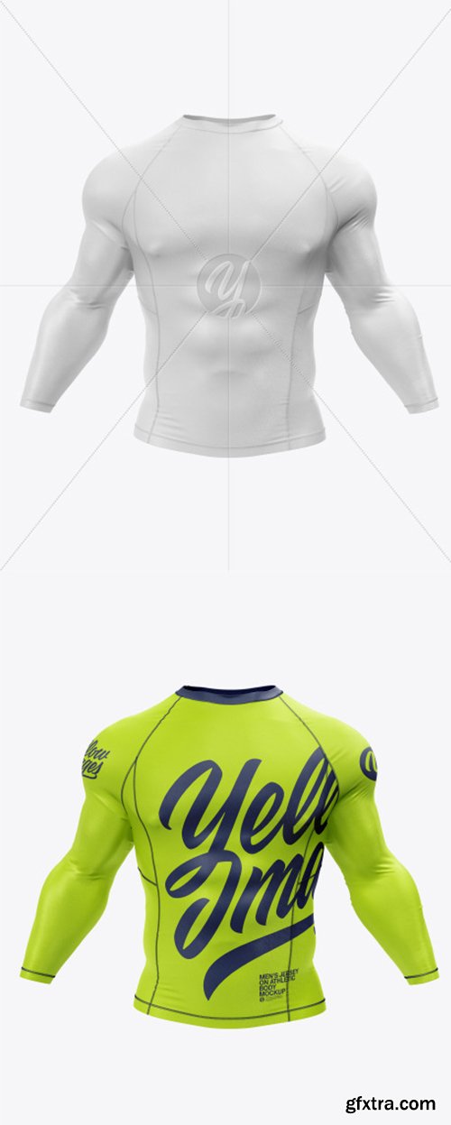 Men's Long Sleeve Jersey on Athletic Body Mockup 44839