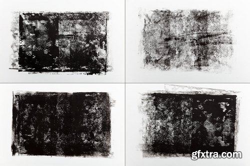 12 Black Rolled Ink Textures