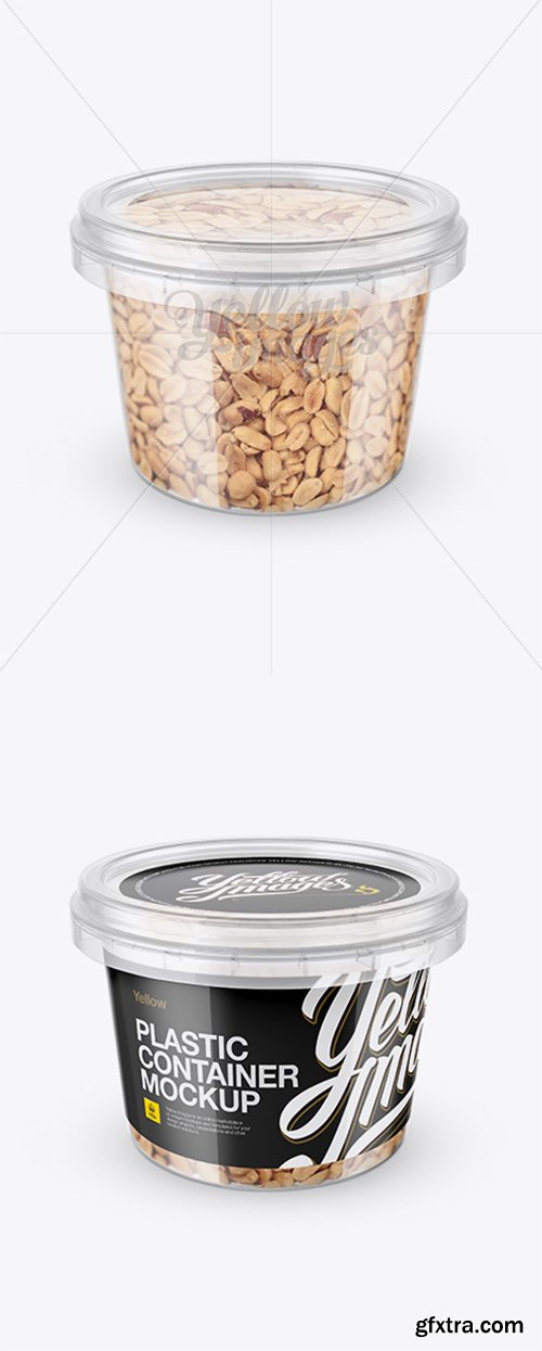 Plastic Container w/ Peanuts Mockup - Front View (High-Angle Shot) 14072