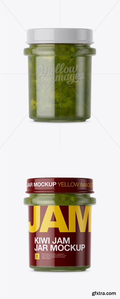 Glass Kiwi Jam Jar Mockup - Front View 13908