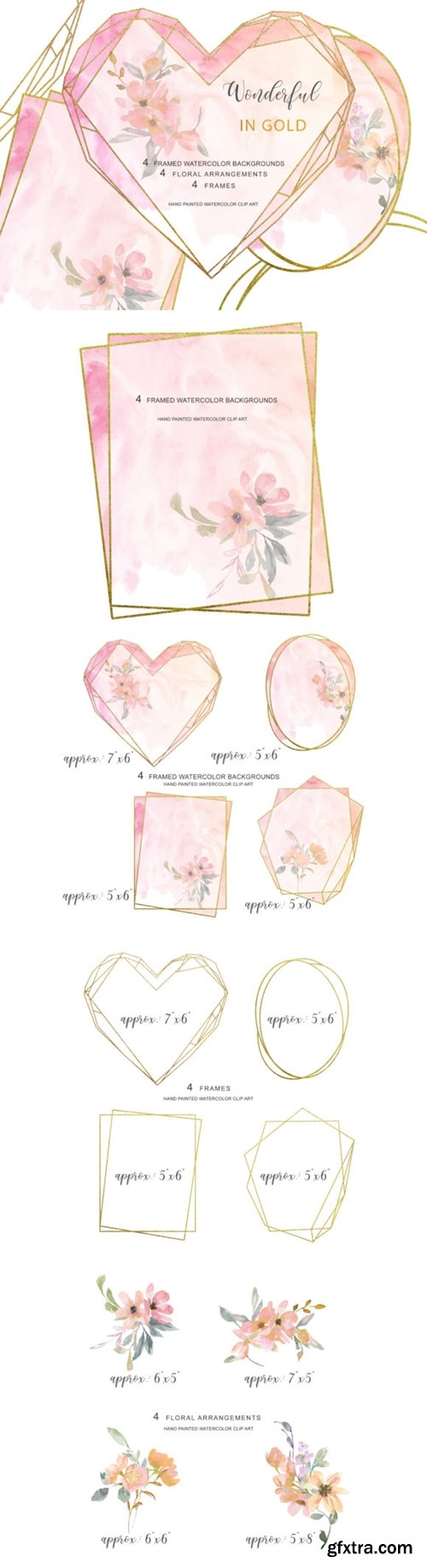 Watercolor Blush Gold Geometric Frames 1585493