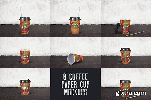 8 Coffee Paper Cup Mockups 8 Coffee Paper Cup Mockups