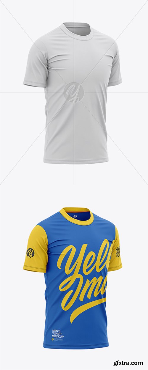 Men’s Tight Round Collar T-Shirt – Front Half-Side View 38675