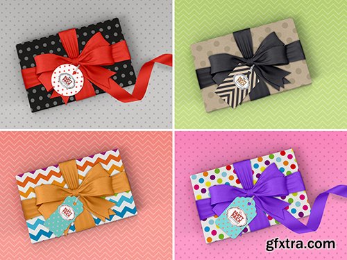 Top View Gift Box with Tag Mockup 265512696