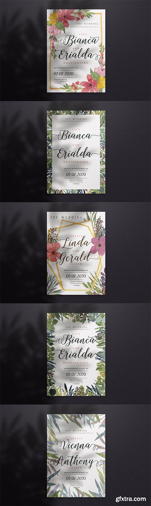 Watercolor Wedding Invitations A4 Set