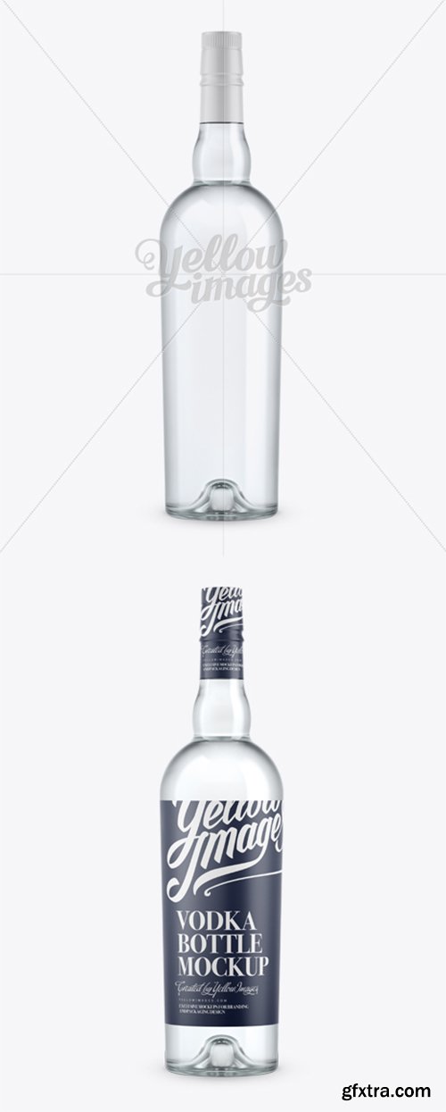 Clear Glass Vodka Bottle Mockup - Front View 12069 Clear Glass Vodka Bottle Mockup - Front View 12069